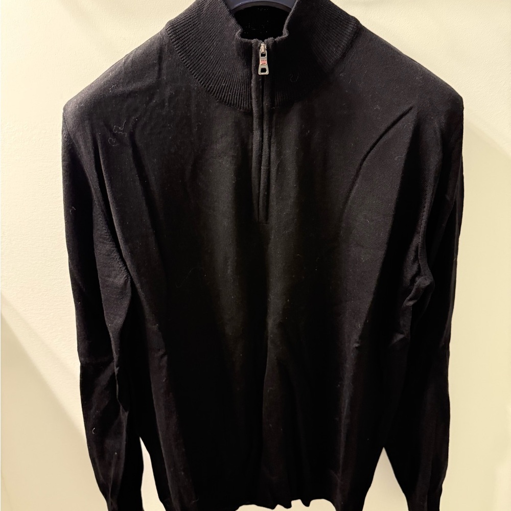 Ferrante Black Wool Zip-Up Sweater
